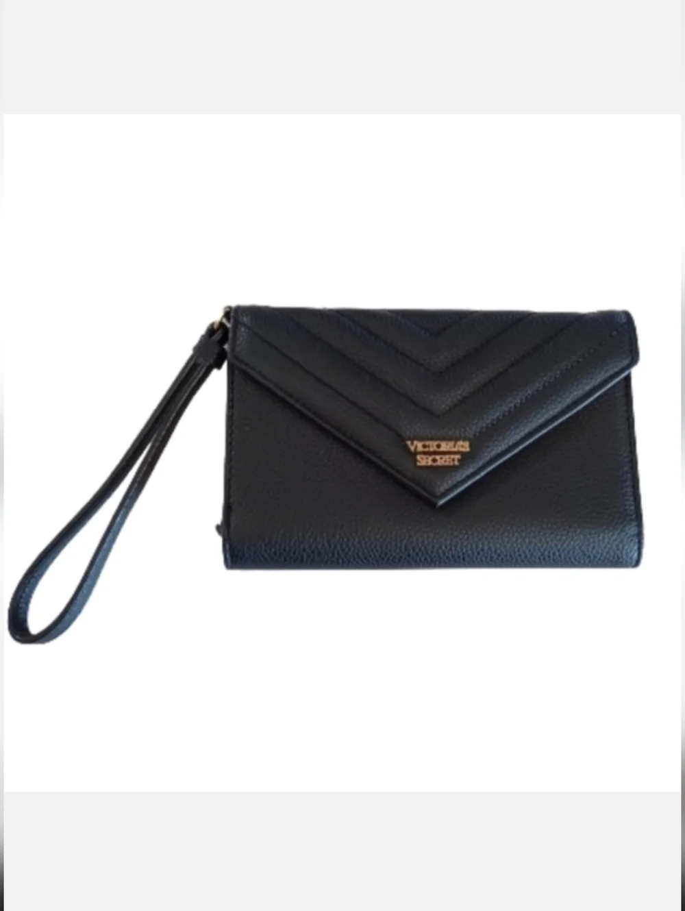 Victoria's Secret Faux Leather Black Wallet Clutch Wristlet Purse - Picture 7 of 7